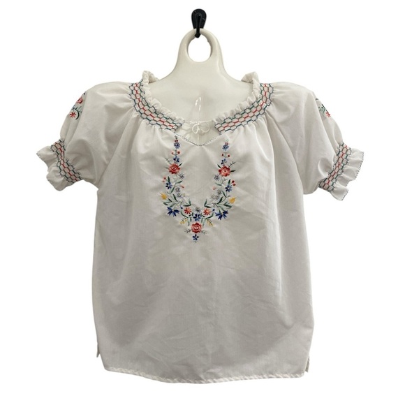Vintage Giras Greek Embroidered White Women's peasant blouse - Picture 1 of 6